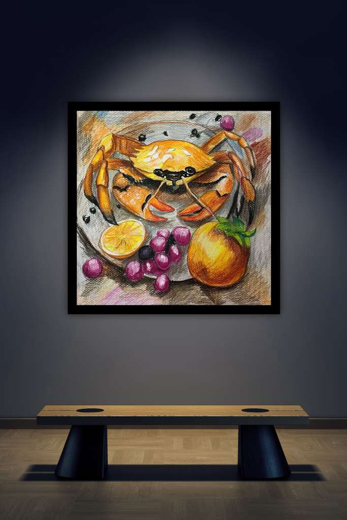 A crab with fruits and spices.