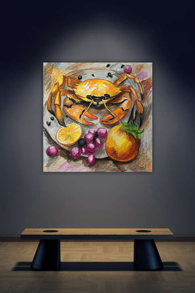 A crab with fruits and spices.