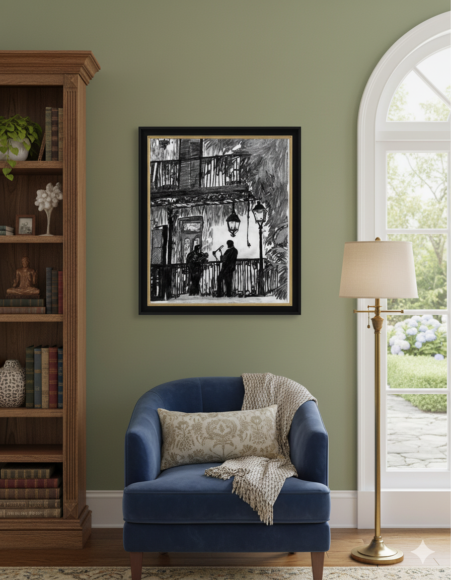 Balcony Blues in the Crescent Light