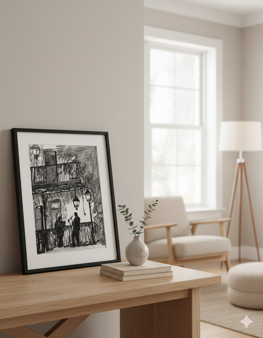 Balcony Blues in the Crescent Light