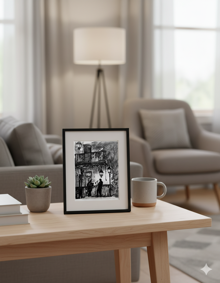 Balcony Blues in the Crescent Light