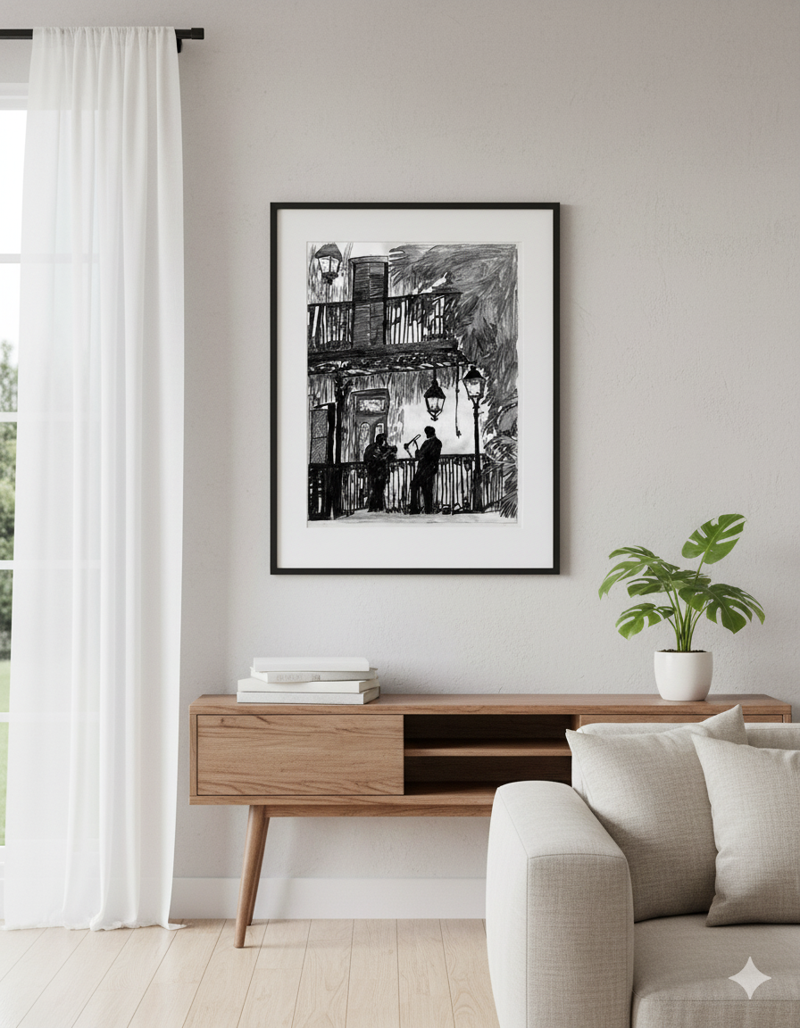 Balcony Blues in the Crescent Light