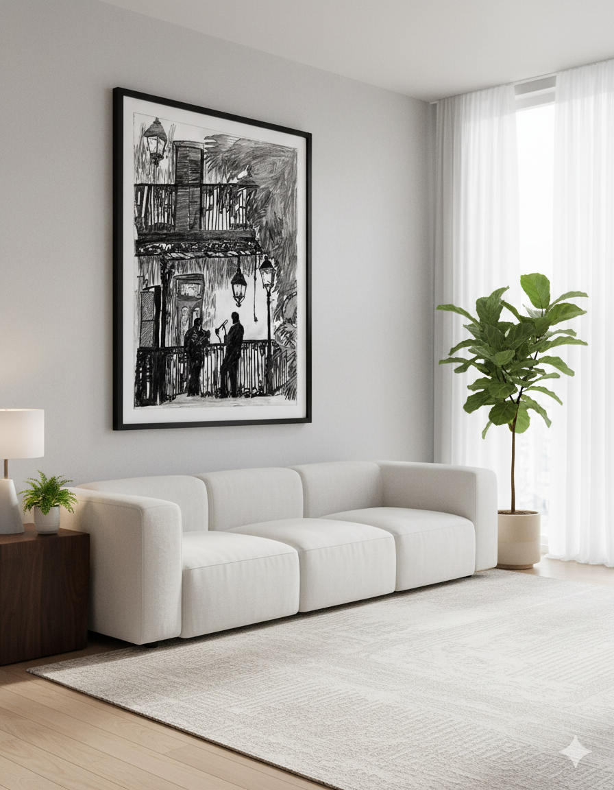 Balcony Blues in the Crescent Light